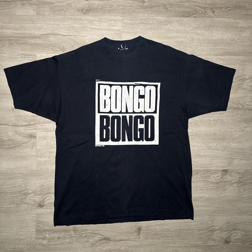 1990 Vintage Cotton BONGO BONGO music black t-shirt